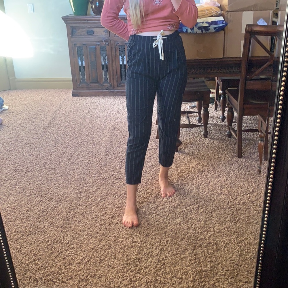 Navy Striped Pants